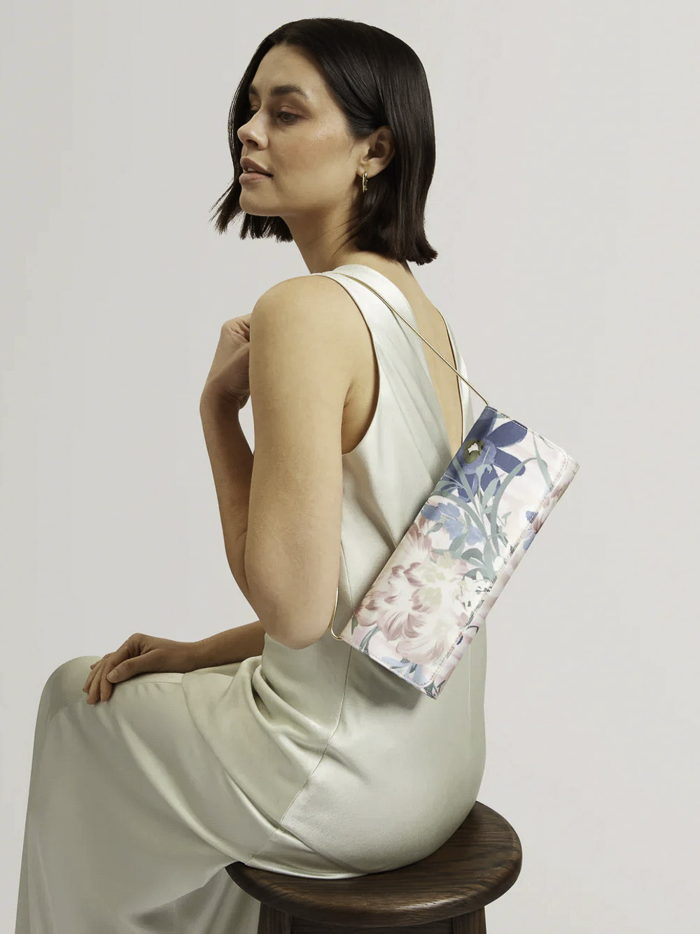 MEELENA Floral Printed Baguette Clutch Bag