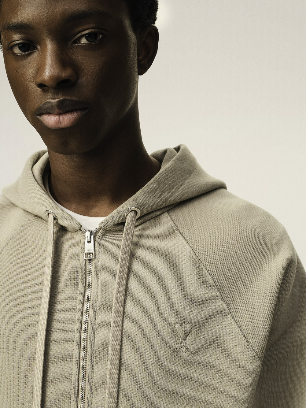 ZIPPED HOODIE WITH TONAL EMBOSSED AMI