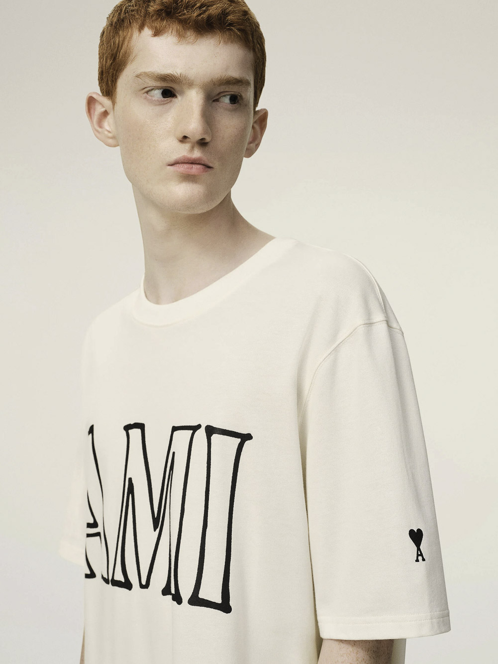 BOXY FIT SHORT SLEEVES TEESHIRT WITH AMI PARIS PRINT AT FRONT AND BACK