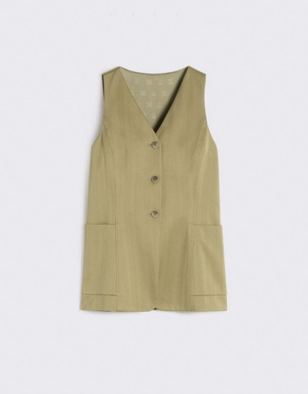 Pinstripe jacquard jersey gilet
