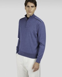MEN'S KNITTED WOOL ZIPPED SWEATER