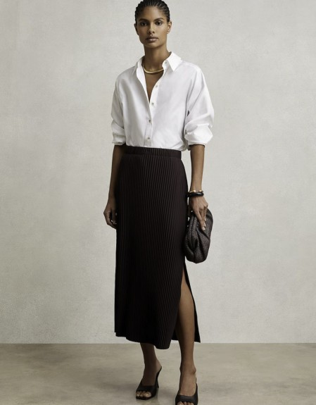 PIPPA-JERSEY PLEATED COLUMN SKIRT