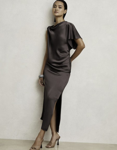 KENZIE-DRAPE MIDI DRESS