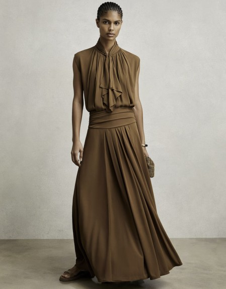 SAFFRON-JERSEY MAXI SKIRT