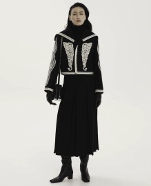 CHIMERA CROPPED JACKET WITH WHITE CORD EMBROIDERY