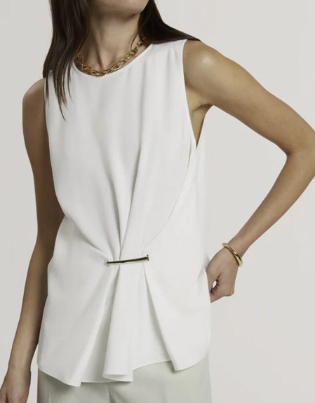 ALAYRA Draped Pebble Detail Top