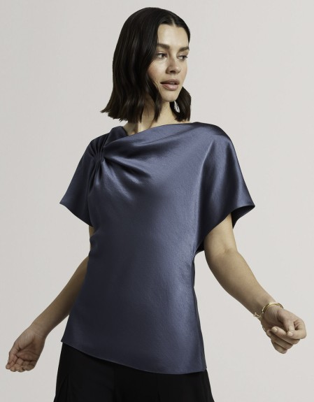 CAMMILO Short Sleeve Draped Neck top