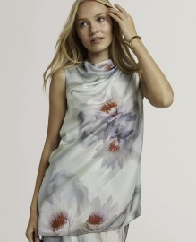 KEELYNN Printed  Drape Neck Top