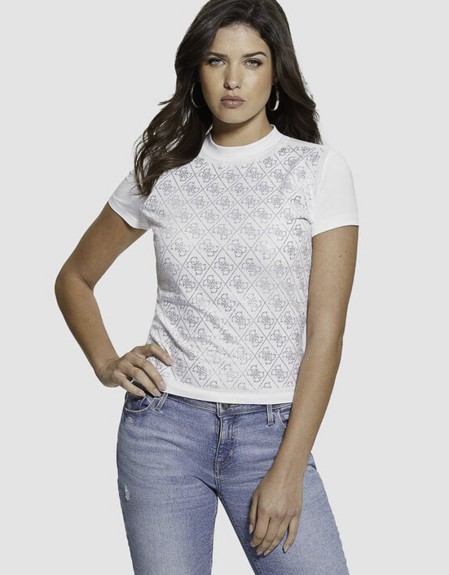 SS MOCK NECK ALL OVER 4G TEE ΜΠΛΟΥΖΑ ΓΥΝΑΙΚΕΙΟ