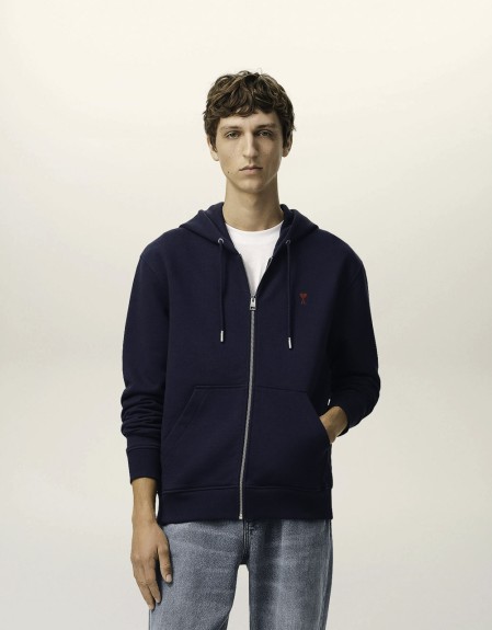 ZIPPED HOODIE WITH RED AMI DE COEUR