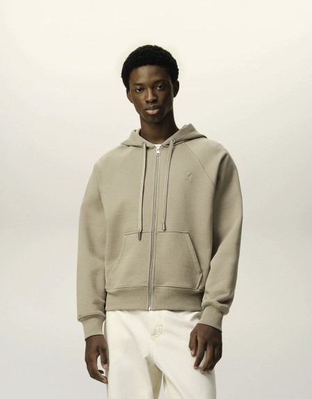 ZIPPED HOODIE WITH TONAL EMBOSSED AMI