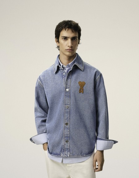 OVERSHIRT WITH KNITTED AMI DE COEUR