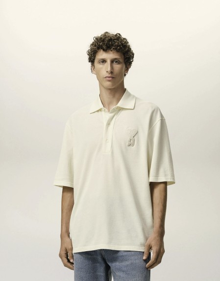 BOXY FIT POLO WITH AMI DE COEUR KNITTED PATCH