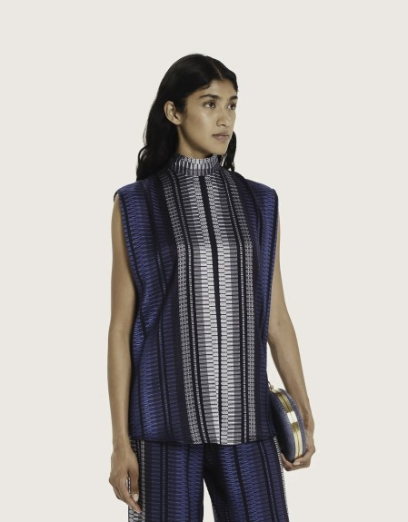 TOP WITH OPEN BACK DRAPPED  MADE OUT OF SIGNATURE TEXTURED SILK