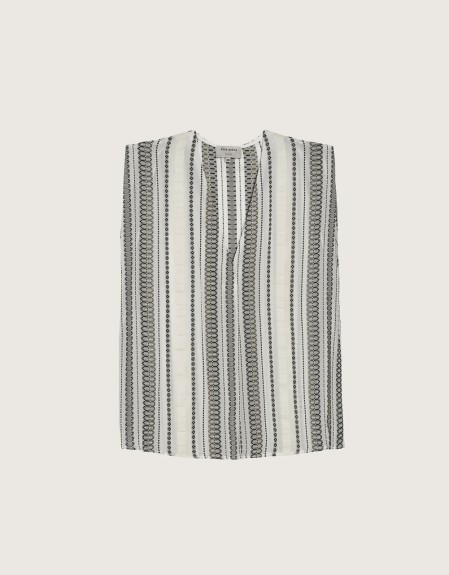 SLEEVELESS TOP WITH V NECK OPENING MADE OUT OF SIGNATURE TEXTURE