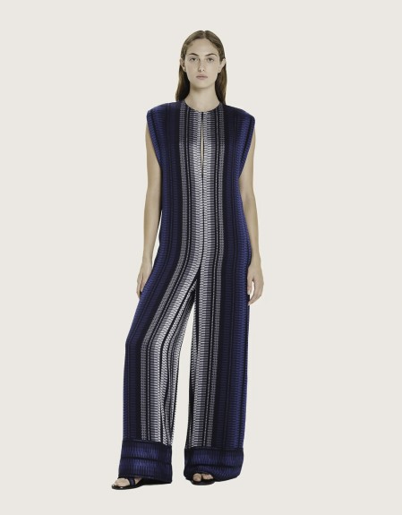 SLEEVELESS JUMPSUIT MADE OUT OF SIGNATURE TEXTURED SILK