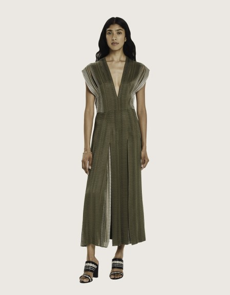 MIDI DRESS MADE OUT OF SIGNATURE TEXTURED SILK