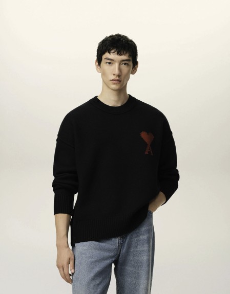CREWNECK SWEATER WITH CONTRASTED AMI DE COEUR