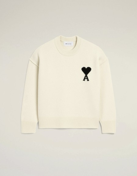 CREWNECK SWEATER WITH CONTRASTED AMI DE COEUR